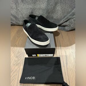 VINCE Bowen Suede Slip-on Flats Sneakers Shoes Black Size 10